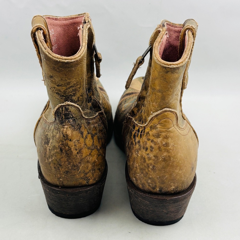 Miss Macie Pedal Pusher Western Ankle Boot Womens 8.5 Floral Leopard Distressed - Picture 7 of 14
